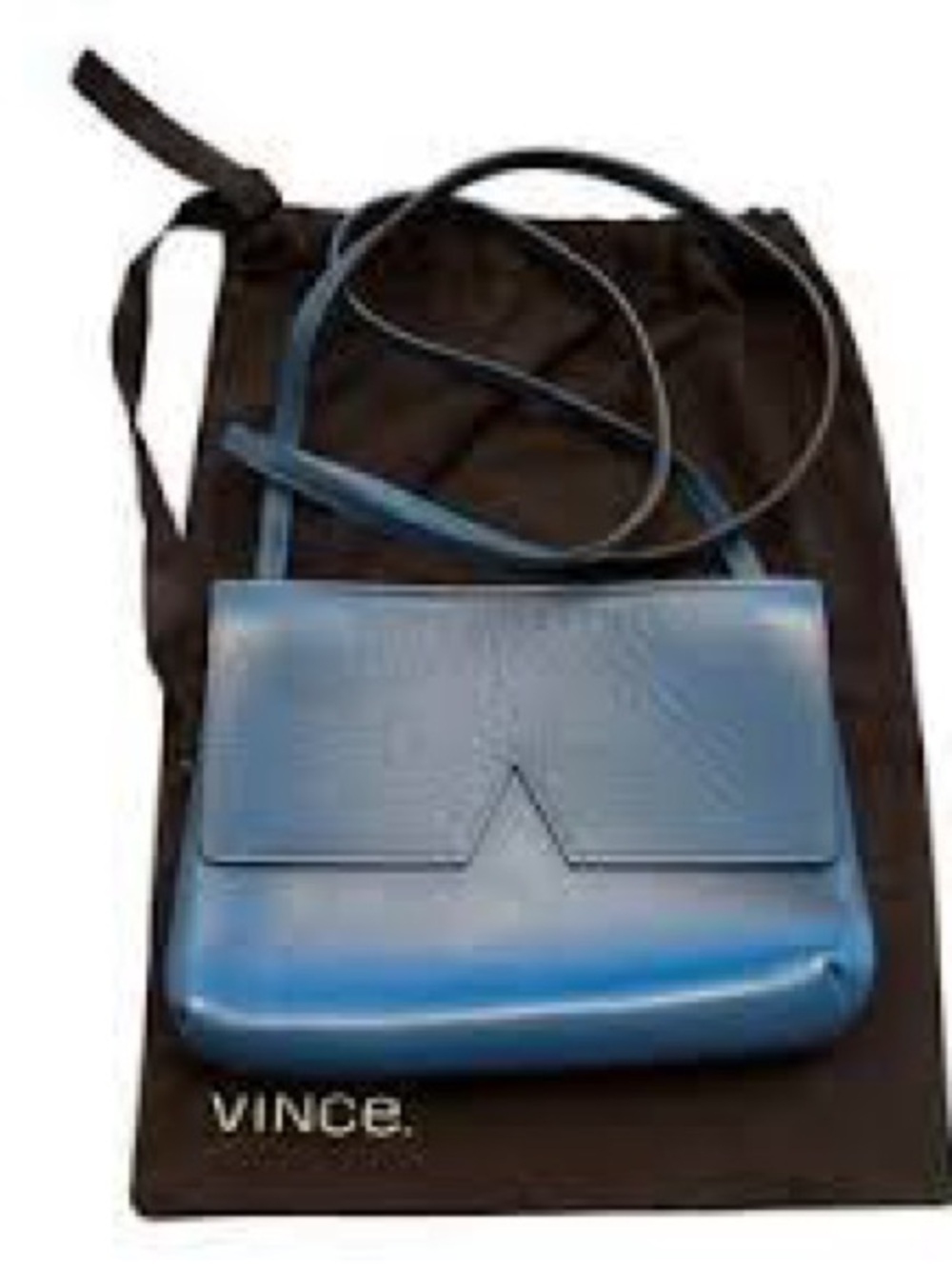 Vince Blue Leather Flap Crossbody Bag
